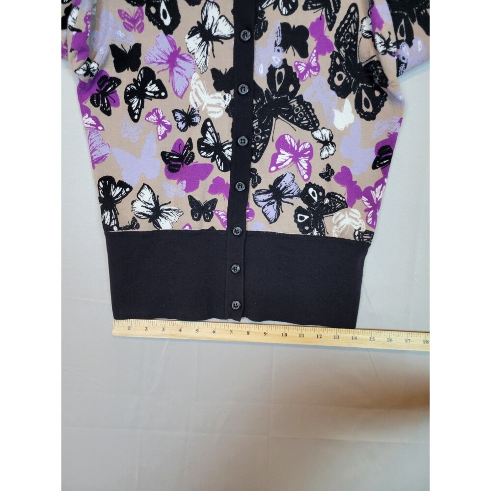 Vintage Butterfly Print Fitted Short Cardigan Womens Small Cute Coquette Dainty - Picture 5 of 9
